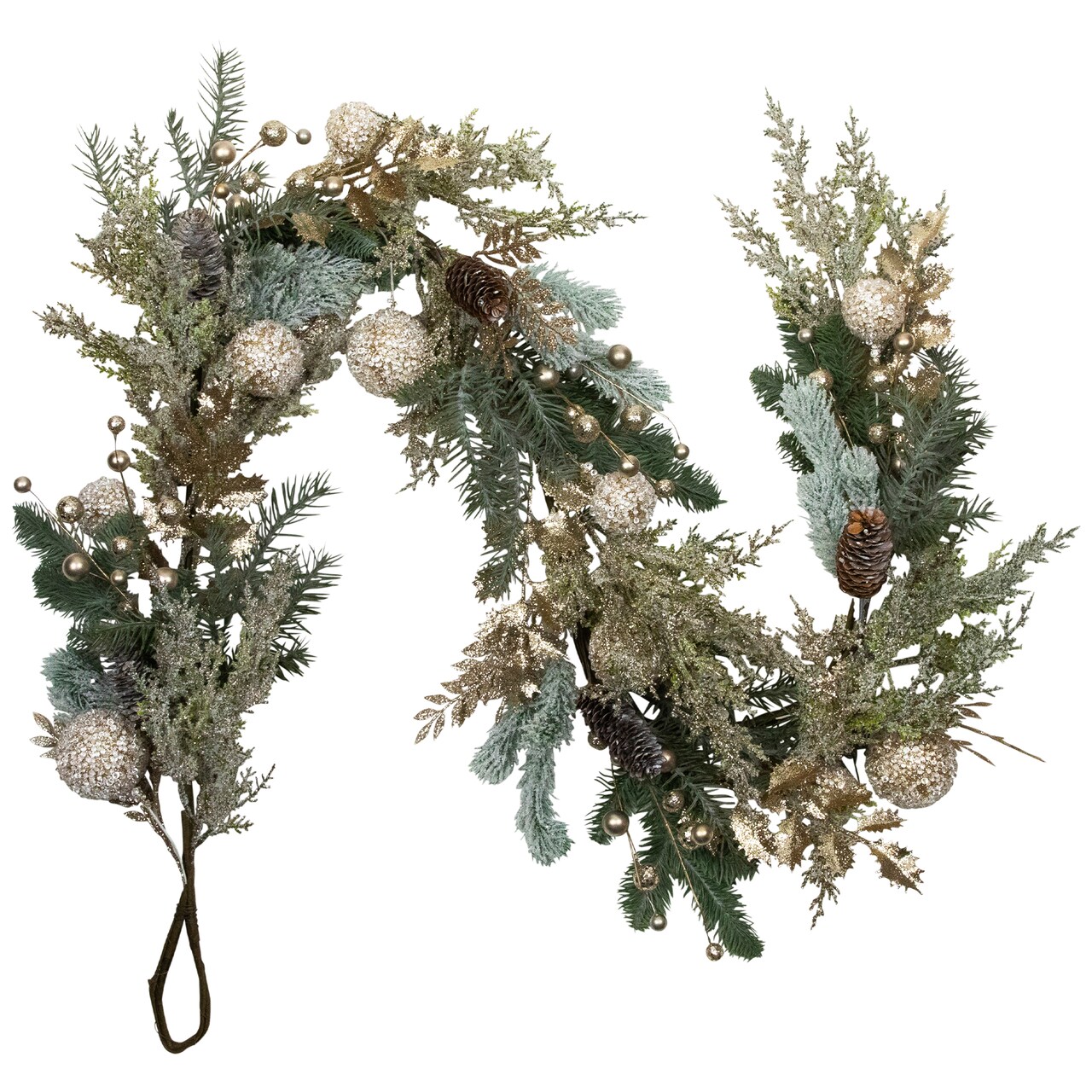 Northlight Glittered Mixed Foliage with Ornaments Artificial Christmas Garland - 6' x 7" - Unlit